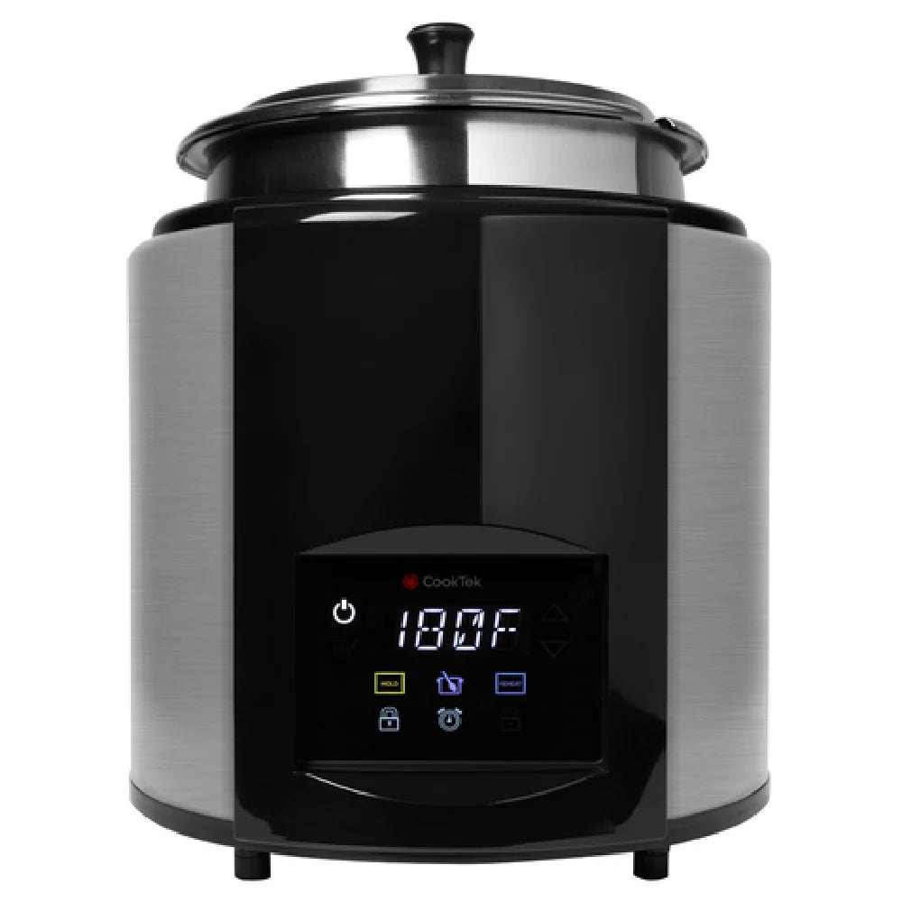 Cooktek 675101-BLACK 11 Inch Induction Soup Kettle Adjustable Temperature and Stainless Steel Tureen